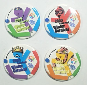 4er Set 2003 St. Paul Winter Carnival Pinback Buttons Minnesota - Bild 1 von 4