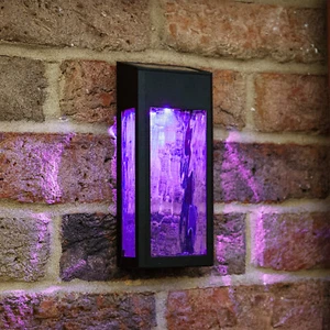 Auraglow Solar Powered Colour-Changing Dusk til Dawn Glass Wall Lights (Pair) - Picture 1 of 13