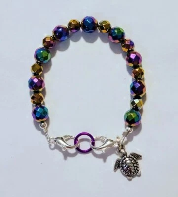 Rainbow Hematite Beads Medical Alert Replacement Bracelet 6.5" - Image 1 of 3