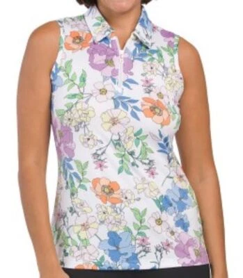 NWT Ladies SOFIBELLA Floral Sleeveless Golf Tennis Polo Shirt - M  & XL - Image 1 of 2
