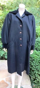 VINTAGE YVES SAINT LAURENT Rive Gauche Black Wool and Velvet Long Coat Sz 44 EUC - Picture 1 of 7