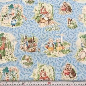 Beatrix Potter 2007 for Quilting Treasures Blue Cotton Fabric 2 Yards x 43" - Picture 1 of 2