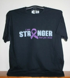 I AM STRONGER THAN YOU THINK - Purple Ribbon- T-Shirt, X-Large in Black - Picture 1 of 4