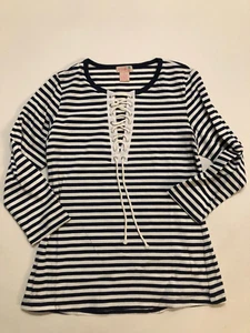 Pink Shirt Women's Small New Nautical Stripe Long Sleeve - Picture 1 of 4