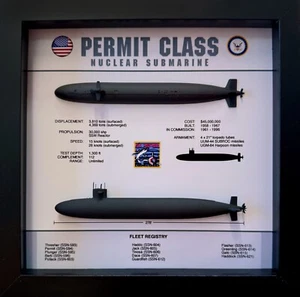 Permit Class Submarine Memorial Display Shadow Box, Thresher Class, 9" x9" - Bild 1 von 4