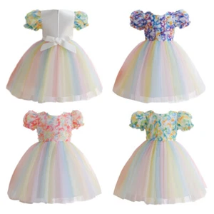 Flower Girls Princess Tutu Dress Baby Kids Birthday Party Pageant Wedding Gown - Picture 1 of 33