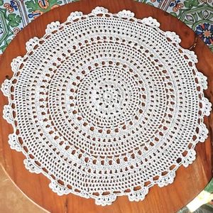 50cm Vintage Hand Crochet Lace Doily Round Table Mats Flower Tablecloth Wedding - Photo 1 sur 3