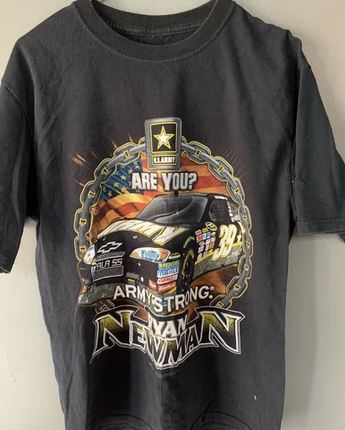 VTG Ryan Newman Stewart Haas Racing Double Sided T Shirt Nascar US Army Black M Cover