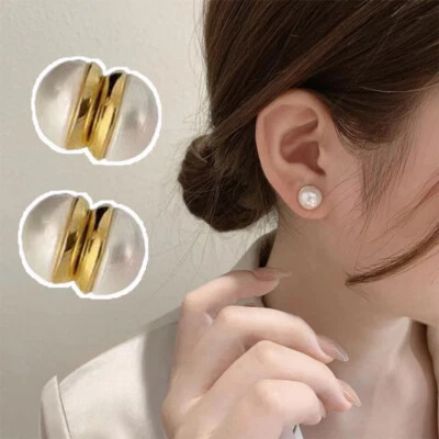 Falsche Ohrringe Imitat Perlen Ohrringe Magnet Ohrclip Ohne Loch 1Pair ↑ - Bild 1 von 4