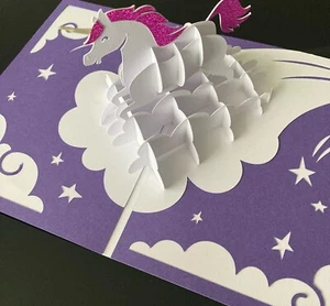 Handmade 3D Pop Up Unicorn card. Beautiful Keepsake - Picture 1 of 3