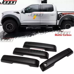 Matte Carbon Side Door Handle Cover For Ford F-150 Raptor R Raptor SuperCrew 21+ - Picture 1 of 12