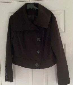 Dark brown fully lined cropped jacket. Rive. Size 12. - Picture 1 of 7