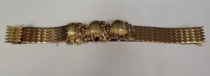 Vintage Accessory Accent NYC Gold Tone Lucky Elephant Scales Flex Belt 1990 - Picture 1 of 7