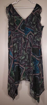 ModCloth 4XL Multicolor Geometric Paisley Fit & Flare Sleeveless Lined Dress - Image 1 of 4