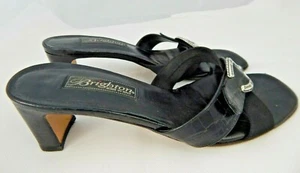 Brighton Tamya Womens Black Slide Heels Shoes Sz 7.5 M Made in Italy - Picture 1 of 6