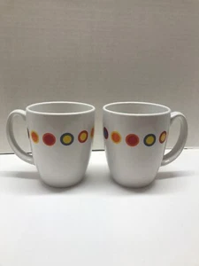 Corelle Hot Dots Stoneware Coffee Mugs Multi Color Polka Dots Free Shipping - Picture 1 of 6