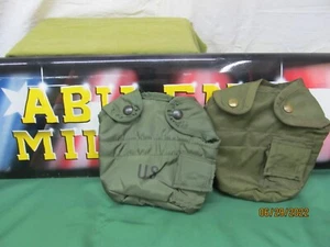2 Military US Army 1 QT QUART CANTEEN COVER 1QT POUCH CARRIER OD WITH CLIPS VGC - Picture 1 of 6