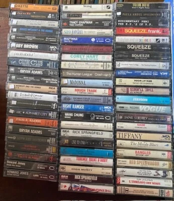 Lot of 65 Music Cassette Tapes Box #22  Various Genres, Rock, Pop, Metal - Image 1 of 4