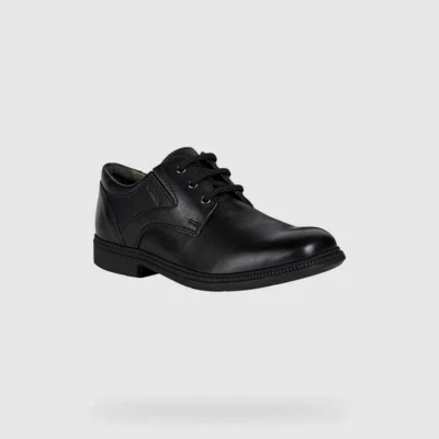  Geox Black Leather Dress Shoes FEDERICO Black Smooth Leather BOYS SIZE 13  SALE - Image 1 of 4