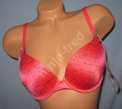 Camiseta MAIDENFORM~32A~09729~Roja Luces Modernas Elevación Personalizada Satén Demi Sujetador UW Foto 1 de 3