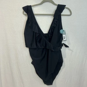 Kindred Bravely Womens Black Ruffle Maternity Nursing One Piece Swimsuit XLBusty - Picture 1 of 7