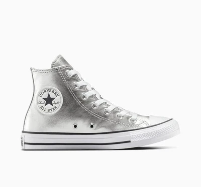 NUEVO W8 Unisex CONVERSE Chuck Taylor ALL STAR HI Lona Metálica Plateada (A14875C) Foto 1 de 4