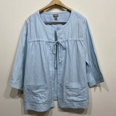J Jill Womens Linen Tie Front Topper Size Large Coastal Resort Beachy Mature - Image 1 of 4