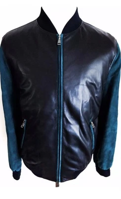 $6025 Abrigo Chaqueta Bomber BRIONI Azul Medianoche Gamuza Cuero 48 Euro 38 EE. UU. Cuero Foto 1 de 4