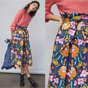 Corey Lynn Calter Kyla Midirock mehrfarbig Blumen Paperbag Größe M - Bild 1 von 8