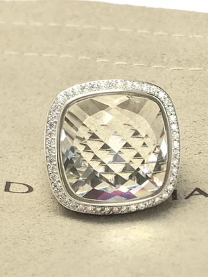 Anillo David Yurman Albion Plata 925 20mm Albion Topacio Blanco y Diamantes Talla 6 Foto 1 de 4
