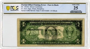 FR.1614 1935E $1 Silver Certificate Printing Error VF25 PCGS Banknote 950614-2 - Picture 1 of 3