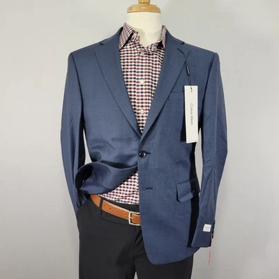 Abrigo Blazer Deportivo Calvin Klein Para Hombre MALBIN Azul Piel de Tiburón Lana 42S NUEVO Foto 1 de 4