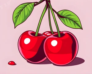 Cherries With Pop Art Outline 8X10 Print - Picture 1 of 1