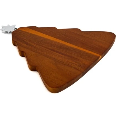 Tablero de queso/carcutería Nambe madera de acacia árbol de Navidad con esparcidor Foto 1 de 3