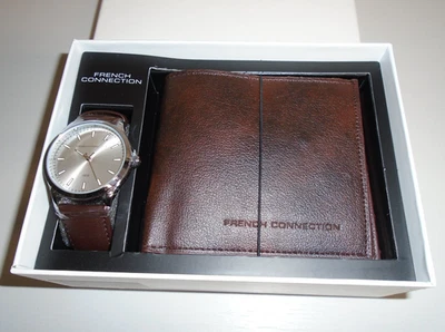 MENS FRENCH CONNECTION WATCH & LEATHER WALLET GIFT SET NEW & BOXED RRP £65 FCUK - Image 1 of 4