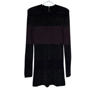 White House Black Market | Purple & Plum Sparkle Shimmer LS Sweater Dress Medium - Picture 1 of 5