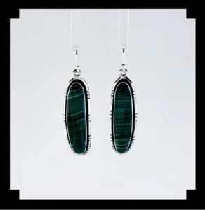 Handgefertigte Ohrringe Sterling und Malachit - Bild 1 von 5
