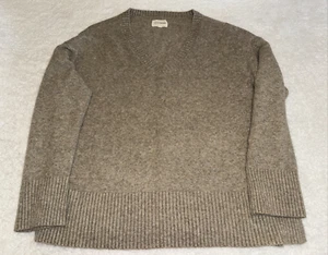 Lucky Brand Sweater Womens L Pullover Tan V Neck Boxy Casual Basic Minimalist - Picture 1 of 6
