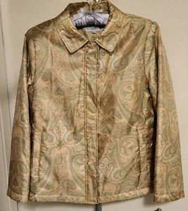 Crocodile Ladies Japan Brand Jacket Pink Green Paisley Small Satin RARE Vintage - Picture 1 of 15
