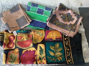 Vtg 1970's Lot of 4 Scarves Acetate Cotton Paoli Polka Dot Paisley Japan Harvest - Picture 1 of 13