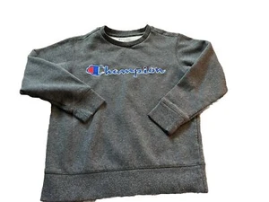 Boys Champion Sweatshirt Grey Crewneck Small Spellout Pullover - Picture 1 of 4