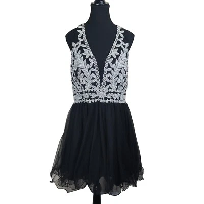 Blondie Nites Junior Party Dress Size 15 Sequin Lace Black Tulle Mini Y2K 90s - Image 1 of 4