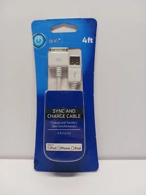 Iphone ONN 3.5 ft. Sync and Charge Cable with 30-Pin Connector, White  - Image 1 of 2