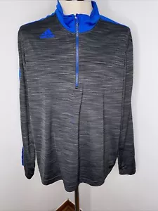 Men's Adidas 1/4 Zip Shirt 2XL Gray Blue Long Sleeve Collar Basketball - Picture 1 of 7