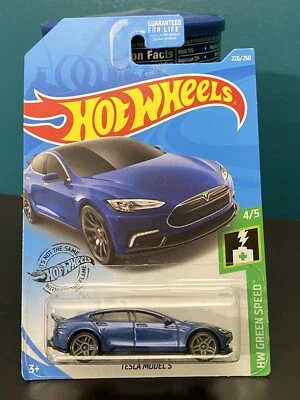 Hot Wheels Tesla Model S 2017 Green Speed in Package, NEW - Image 1 of 2