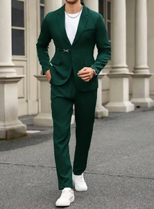 Trajes Para Hombre de Vestir Chaqueta 2 Piezas Saco Pantalón Largo Traje Chaleco - Picture 1 of 10
