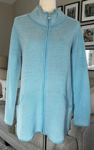 Soft Surroundings Full Zip Corcovado Ribbed Stripe Cardigan Sweater Size Medium - Picture 1 of 9