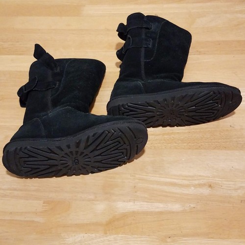 Stivali UGG Australia Allegra Bow II taglia 5 pull on caldi invernali 1016035 neri