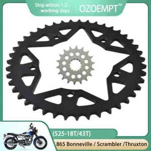 OZOEMPT(525-18T/43T)Front And Rear Sprockets For Triumph 865 Bonneville T100 - Picture 1 of 5