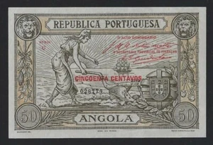 Portugal Portuguese Angola 50 Centavos 1921 P-62 AUNC West Africa EAST - Picture 1 of 2